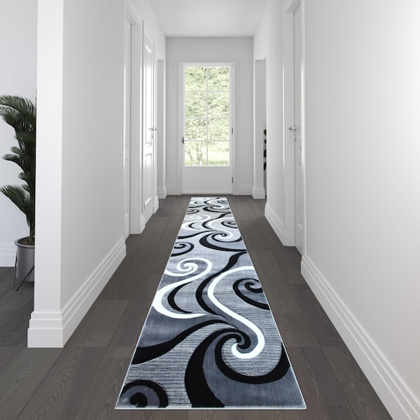 Flash Furniture Gray 3' x 16' Modern Plush Abstract Area Rug KP-RG952-316-GY-GG - main